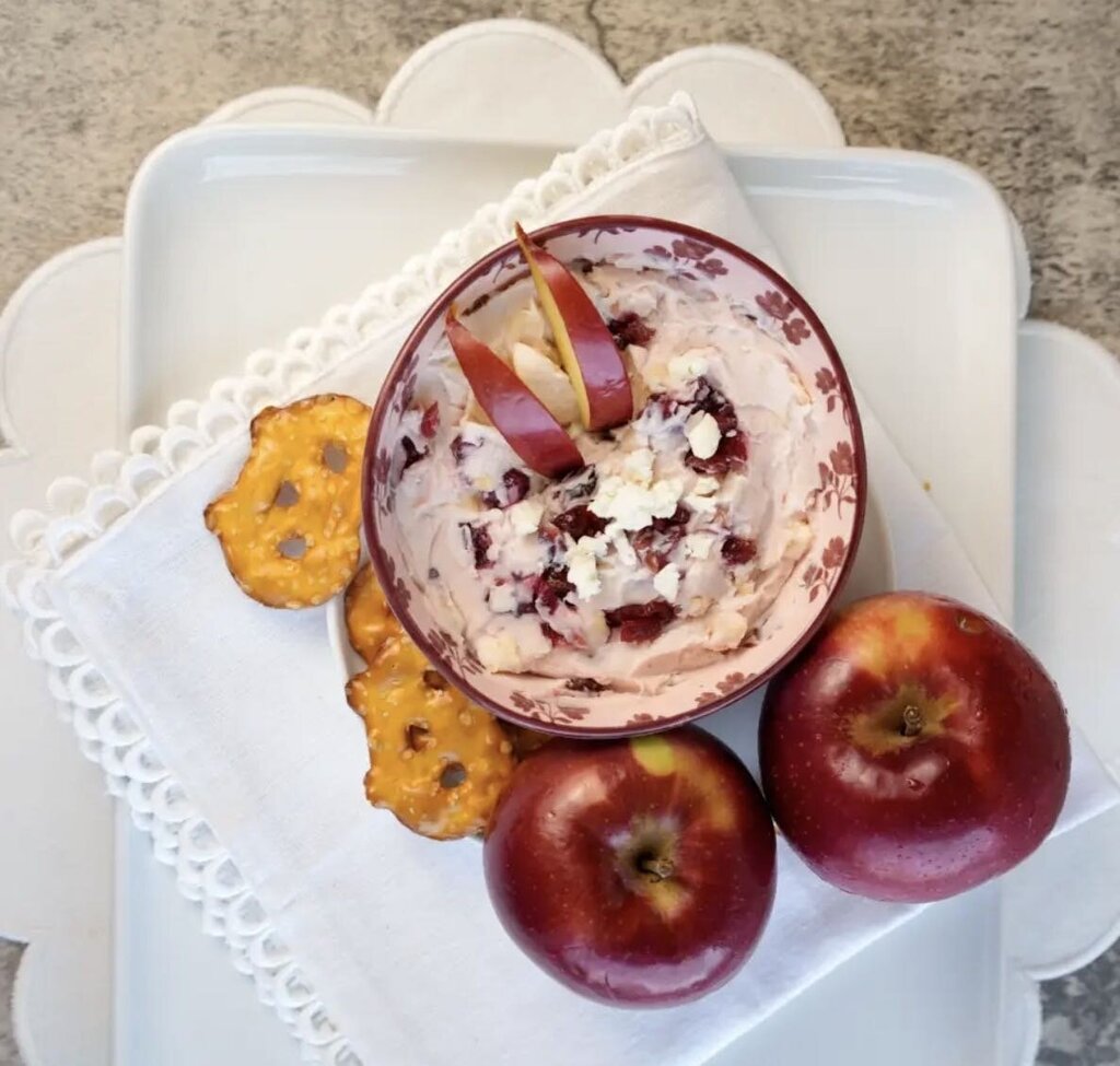 Cranberry Apple Goat Cheese Boozy Dip