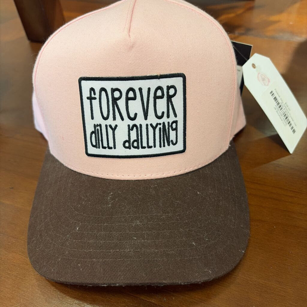 Forever Dilly Dallying Trucker Hat Pink & Brown (JBB)
