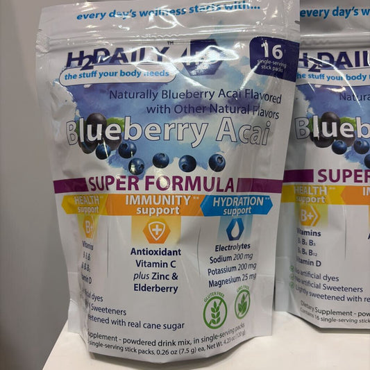 H2DAILY - BLUEBERRY ACAI - 16 STICK PACKS